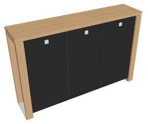 Stredná skriňa Verno+ 200 x 46 x 130 cm, sklenené dvere, dub svetlý / čierna