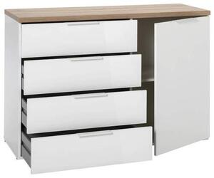 KOMODA, dub artisan, biela s vysokým leskom, 120/83/44 cm Carryhome - Komody, Online Only