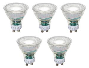 Sada 5 stmievateľných LED žiaroviek GU10 50 mm číra 2,5 W 450 lm 6500 K