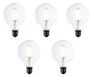 Sada 5 LED žiaroviek E27 G95 číra 3,8W 806 lm 3000K