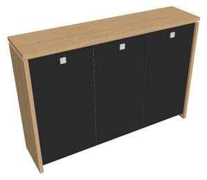 Stredná šatníková skriňa Verno 188 x 46 x 130 cm, sklenené dvere, dub svetlý / čierna