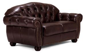 Pohovka Chesterfield Hereford 2-miestna z pravej kože, hnedá