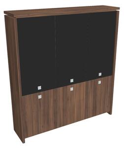 Vysoká skriňa Verno 188 x 46 x 210 cm, kombinované dvere, orech / čierna