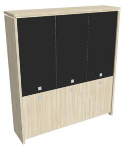 Vysoká skriňa Verno 188 x 46 x 210 cm, kombinované dvere, agát / čierna