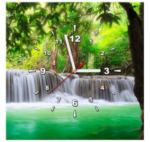 Obraz s hodinami Thajsko a vodopád v Kanjanaburi Rozmery: 40 x 40 cm