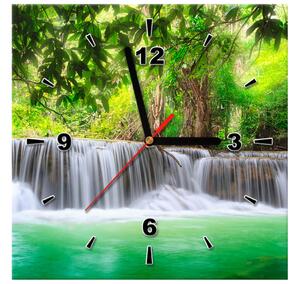 Obraz s hodinami Thajsko a vodopád v Kanjanaburi Rozmery: 30 x 30 cm