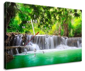 Obraz s hodinami Thajsko a vodopád v Kanjanaburi Rozmery: 30 x 30 cm