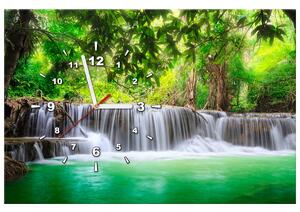 Obraz s hodinami Thajsko a vodopád v Kanjanaburi Rozmery: 100 x 40 cm