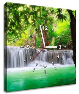 Obraz s hodinami Thajsko a vodopád v Kanjanaburi Rozmery: 100 x 40 cm