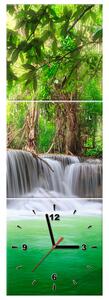 Obraz s hodinami Thajsko a vodopád v Kanjanaburi - 3 dielny Rozmery: 90 x 70 cm
