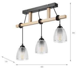 Závesné svietidlo na lanku LEANDRA 3xE27/15W/230V dub/čierna