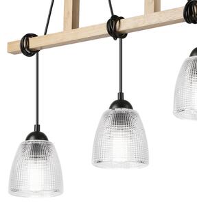 Závesné svietidlo na lanku LEANDRA 3xE27/15W/230V dub/čierna