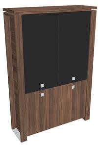 Vysoká skriňa Verno+ 140 x 46 x 210 cm, kombinované dvere, orech / čierna