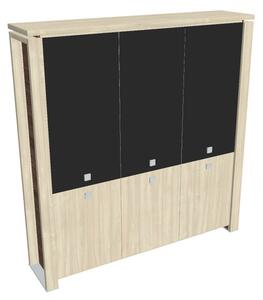Vysoká skriňa Verno+ 200 x 46 x 210 cm, kombinované dvere, agát / čierna