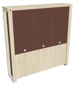 Vysoká skriňa Verno+ 200 x 46 x 210 cm, kombinované dvere, agát / hnedá