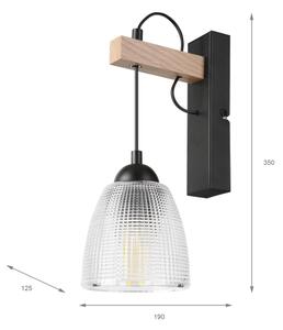 Nástenné svietidlo LEANDRA 1xE27/15W/230V dub/čierna