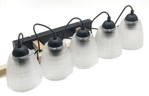 Závesný luster na lanku LEANDRA 5xE27/15W/230V dub/čierna