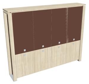 Vysoká skriňa Verno+ 260 x 46 x 210 cm, kombinované dvere, agát / hnedá