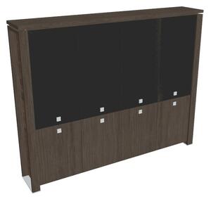 Vysoká skriňa Verno+ 260 x 46 x 210 cm, kombinované dvere, dub antracit / čierna