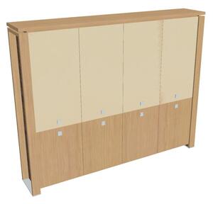 Vysoká skriňa Verno+ 260 x 46 x 210 cm, kombinované dvere, dub svetlý / vanilka