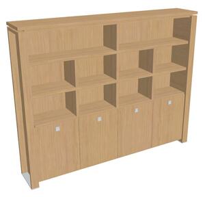 Vysoká skriňa Verno+ 260 x 46 x 210 cm, s regálom, dub svetlý
