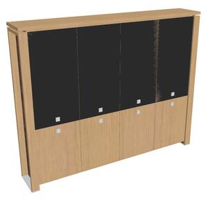 Vysoká skriňa Verno+ 260 x 46 x 210 cm, kombinované dvere, dub svetlý / čierna