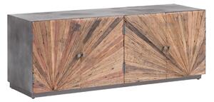 Masívny TV stolík Derby z recyklovaného dreva a kovu, lakovaný, prírodný / šedý – 160×50×60 cm