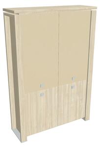 Vysoká skriňa Verno+ S 140 x 46 x 210 cm, kombinované dvere, agát / vanilka