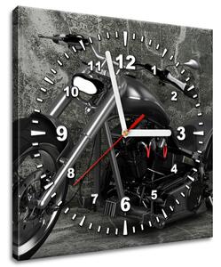 Obraz s hodinami Tmavá motorka Rozmery: 30 x 30 cm