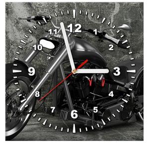 Obraz s hodinami Tmavá motorka Rozmery: 40 x 40 cm