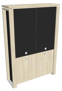 Vysoká skriňa Verno+ S 140 x 46 x 210 cm, kombinované dvere, agát / čierna