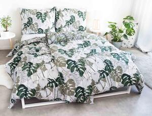 Bavlnené obliečky Monstera zelené 140x200/70x90 cm