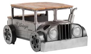 Masívny konferenčný stolík Car Vintage z manga a kovu, lakovaný, strieborný – 102×65×48 cm