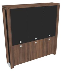 Vysoká skriňa Verno+ S 200 x 46 x 210 cm, kombinované dvere, orech / čierna
