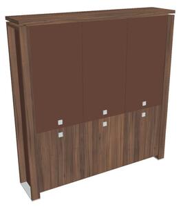 Vysoká skriňa Verno+ S 200 x 46 x 210 cm, kombinované dvere, orech / hnedá