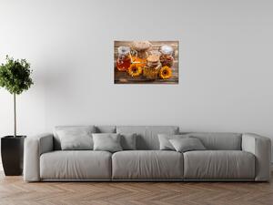 Obraz s hodinami Včelí med Rozmery: 100 x 40 cm