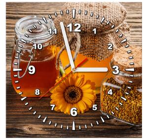 Obraz s hodinami Včelí med Rozmery: 30 x 30 cm