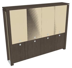 Vysoká skriňa Verno+ S 260 x 46 x 210 cm, kombinované dvere, dub antracit / vanilka