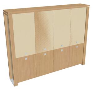 Vysoká skriňa Verno+ S 260 x 46 x 210 cm, kombinované dvere, dub svetlý / vanilka