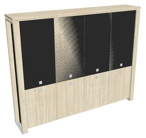 Vysoká skriňa Verno+ S 260 x 46 x 210 cm, kombinované dvere, agát / čierna