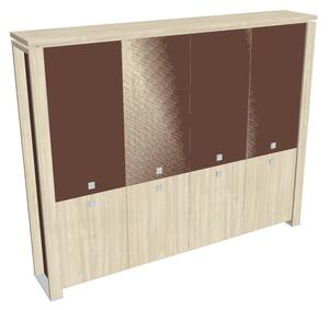 Vysoká skriňa Verno+ S 260 x 46 x 210 cm, kombinované dvere, agát / hnedá