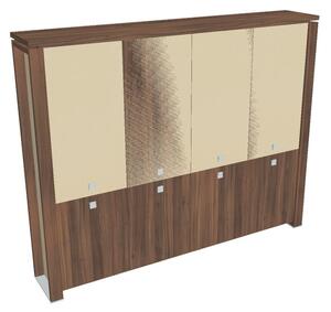 Vysoká skriňa Verno+ S 260 x 46 x 210 cm, kombinované dvere, orech / vanilka