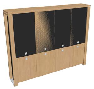 Vysoká skriňa Verno+ S 260 x 46 x 210 cm, kombinované dvere, dub svetlý / čierna