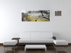 Obraz s hodinami Kvitnúca višňa Rozmery: 100 x 40 cm