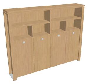 Vysoká šatníková skriňa Verno+ 260 x 46 x 210 cm, s regálom, dub svetlý