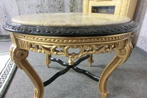 (3032) MARBLE CASTELLO zámocký stolík s mramorom čierna/zlatá