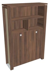 Vysoká šatníková skriňa Verno+ S 140 x 46 x 210 cm, s regálom, orech / vanilka