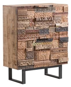 Masívna komoda Highboard v Grónsku z mangového dreva, lakovaná, hnedá