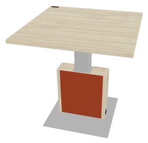 Výškovo nastaviteľný rokovací stôl Verno+ S 120 x 120 cm, agát / oranžová