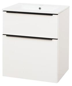 Mereo Mereo, Mailo, kúpeľňová skrinka s keramickým umývadlom 61 cm, čierne madlo, MER-CN510B